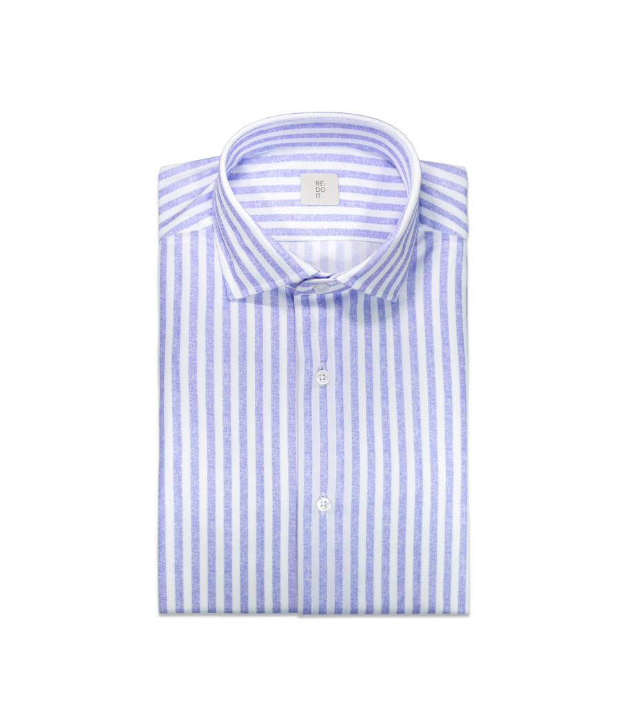 Camicia riga effetto lino colore viola
