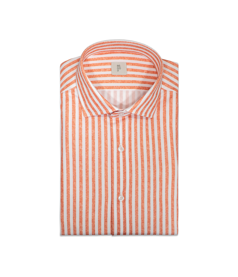 Camicia riga effetto lino colore arancione