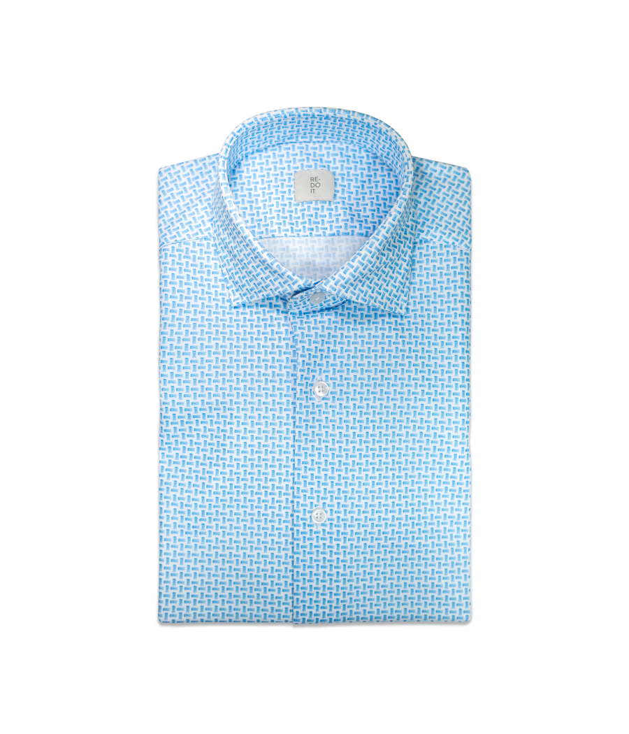 Camicia graffiata turchese