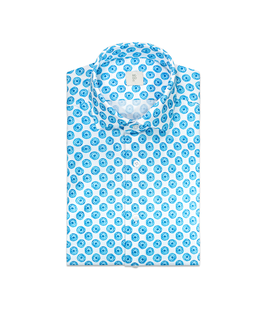 Camicia fantasia cerchi blu