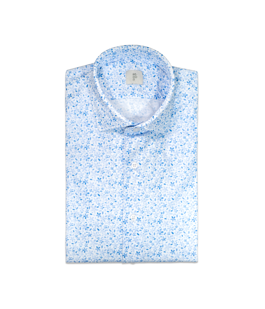 Camicia fiori acquerello azzurro