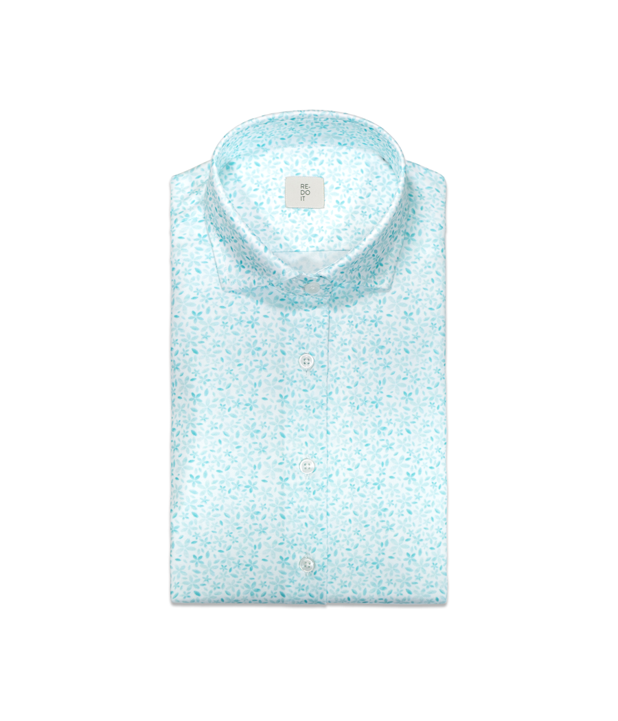 Camicia fiori acquerello verde acqua