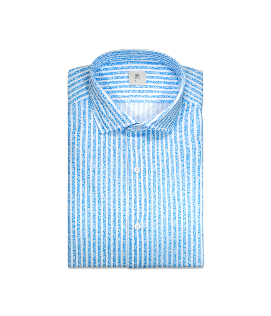 Camicia righe elaborate azzurre