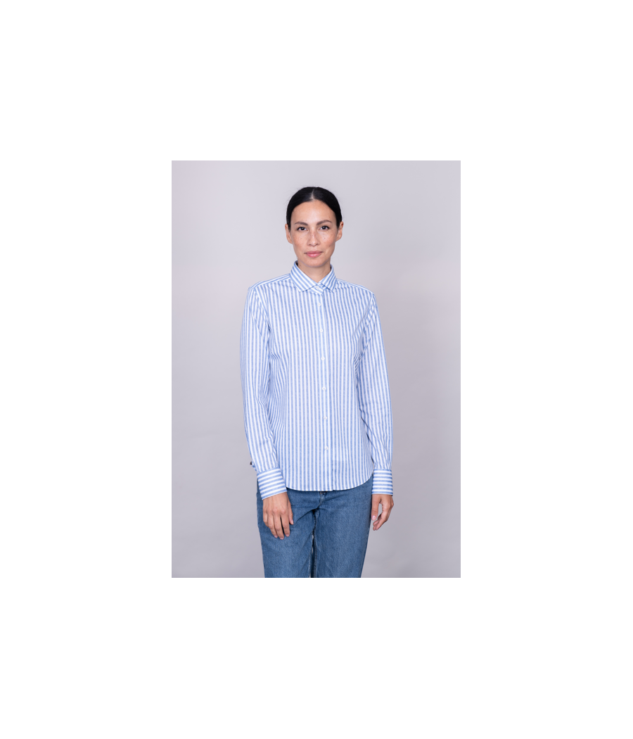 Light blue stripe linen effect