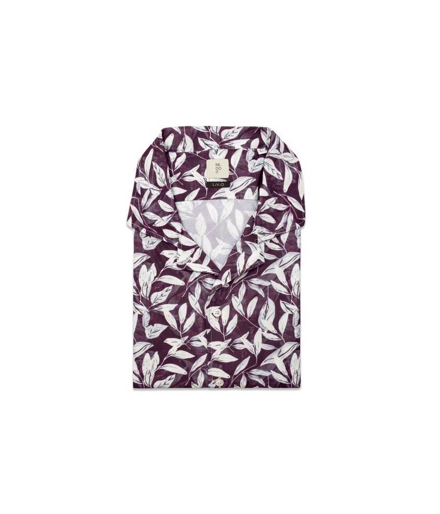 Camicia foglie rosso violaceo