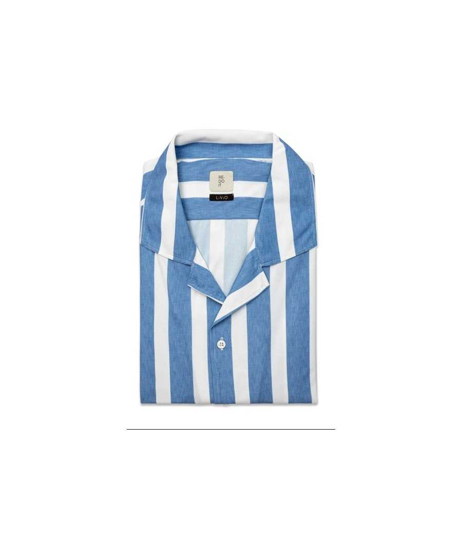 Camicia riga larga azzurra
