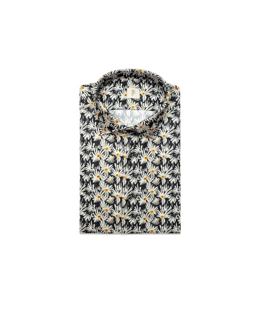 Camicia margherite fondo nero