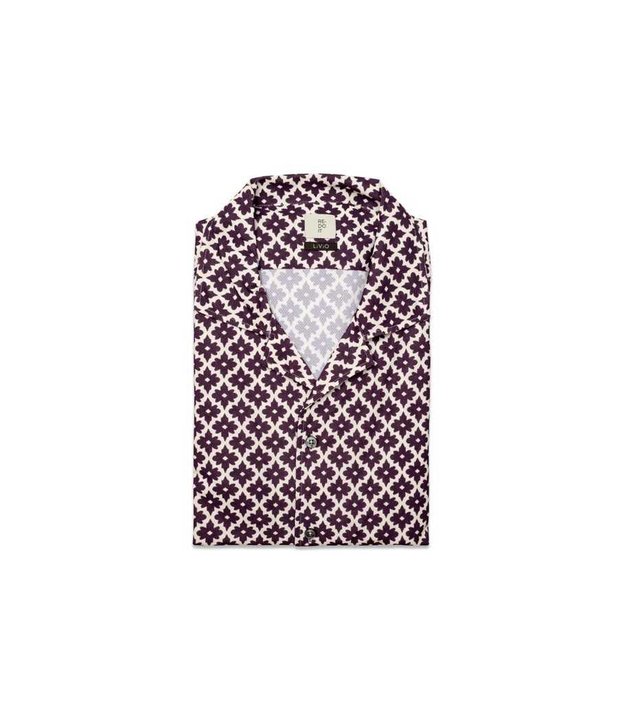 Camicia stampa giglio bordeaux