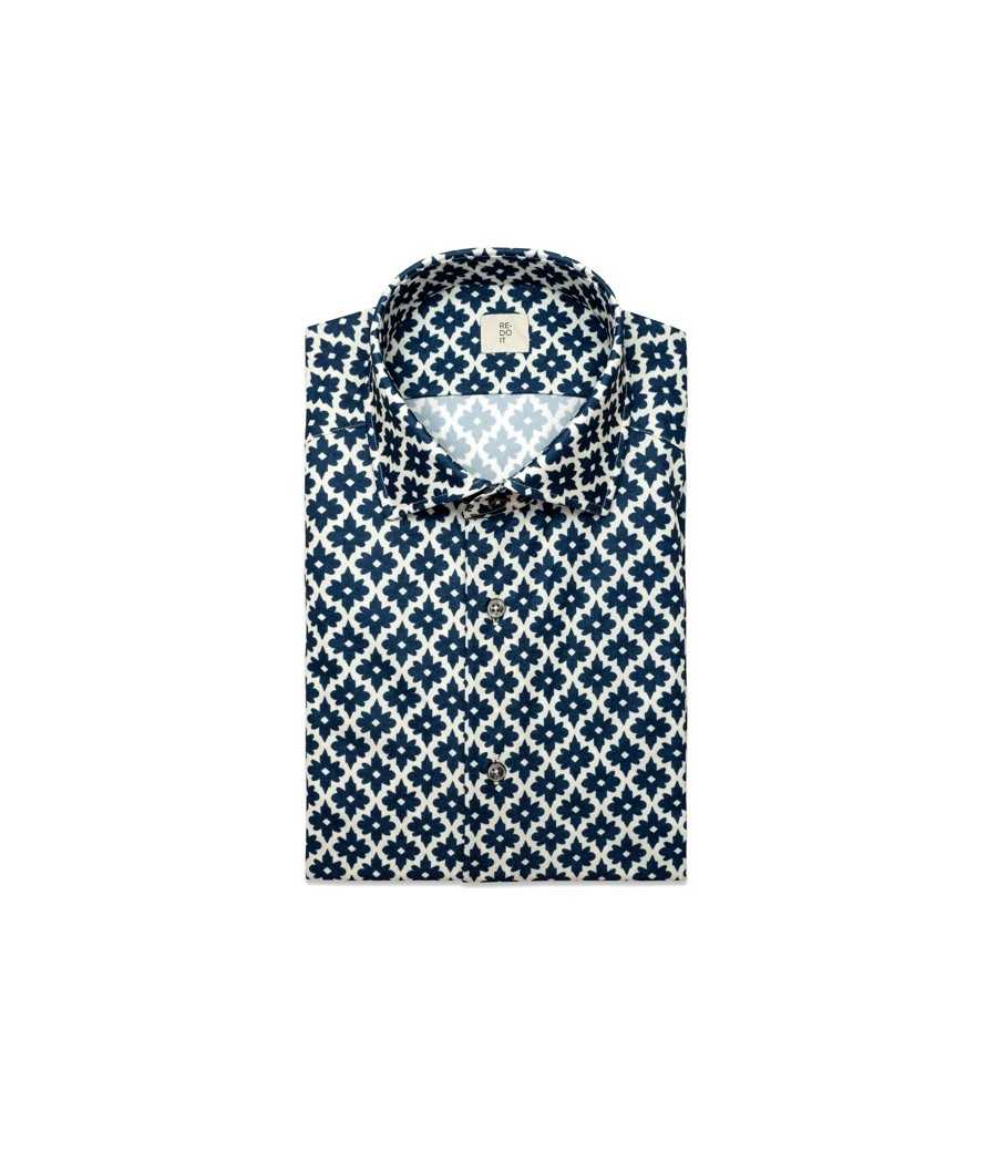 Camicia stampa giglio blu