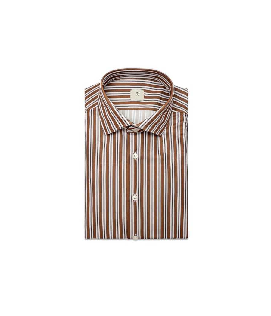 Camicia riga marrone