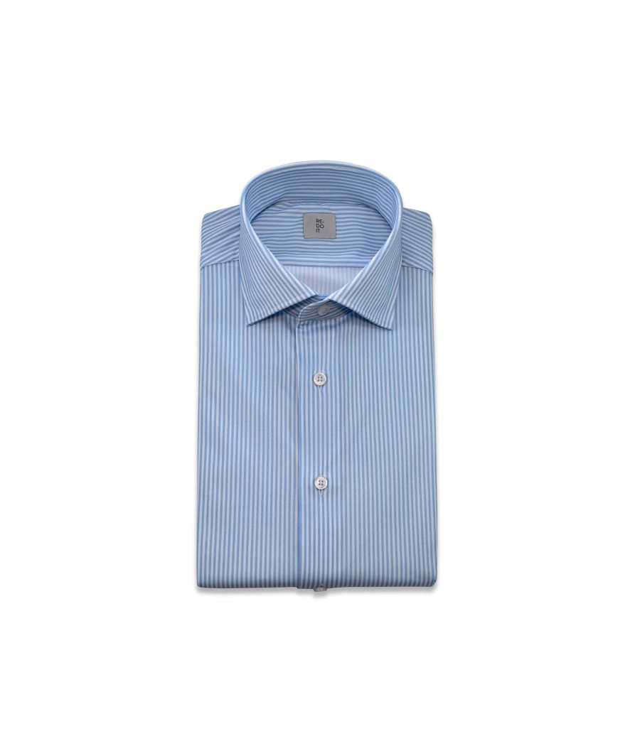 Camicia stampa a righe azzurra