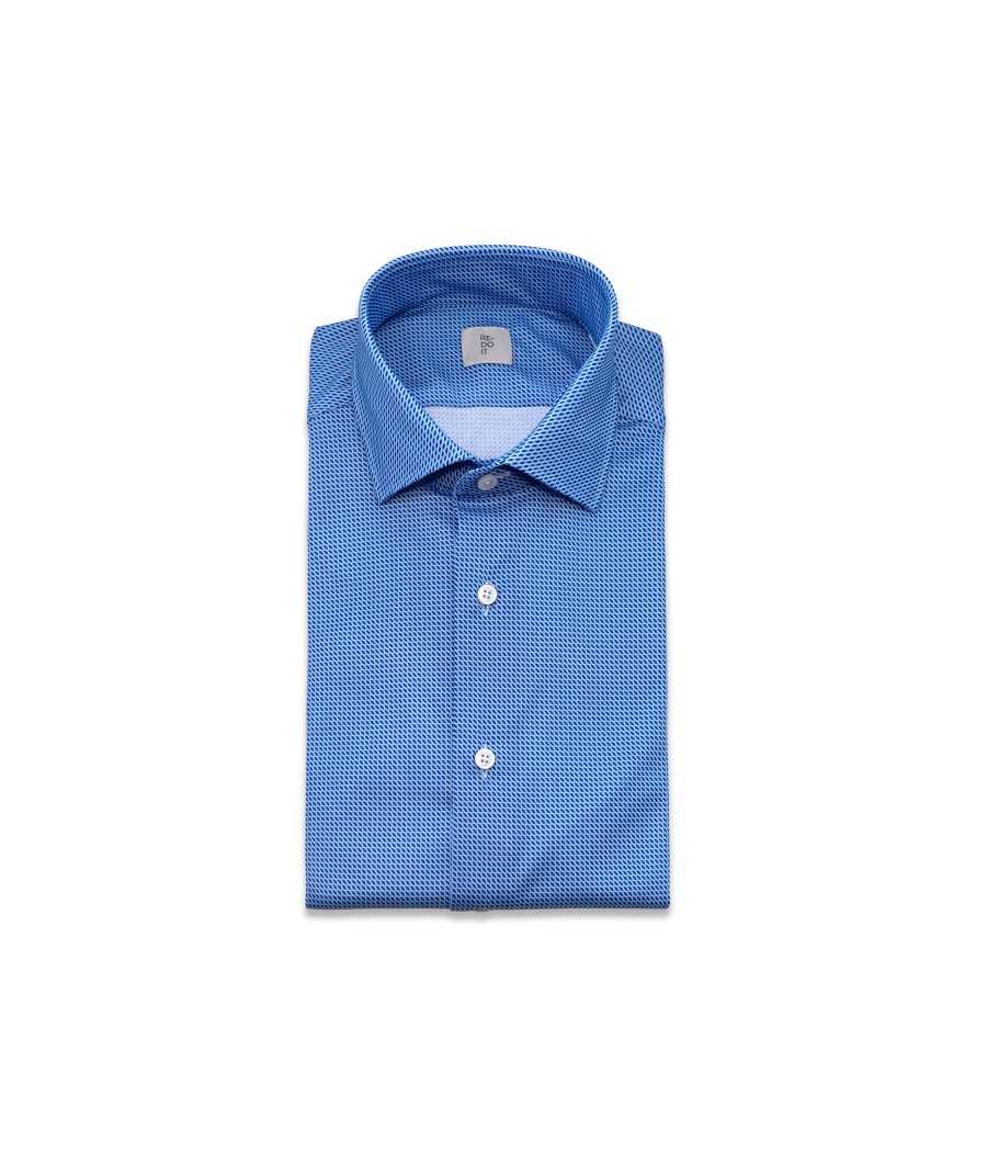 Camicia stampata micro disegno in tono su tono